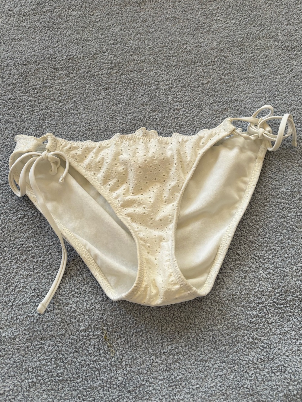 Ivory Eyelet Tie-Side Bikini Bottoms